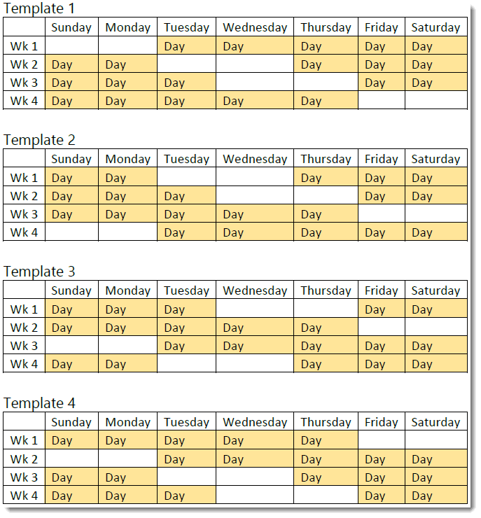 12+ 8 Hour Shift Schedule Template