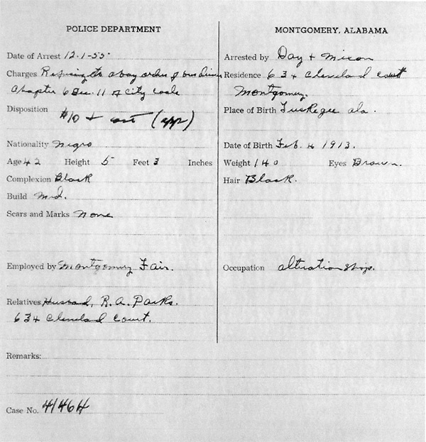 An Act of Courage, The Arrest Records of Rosa Parks