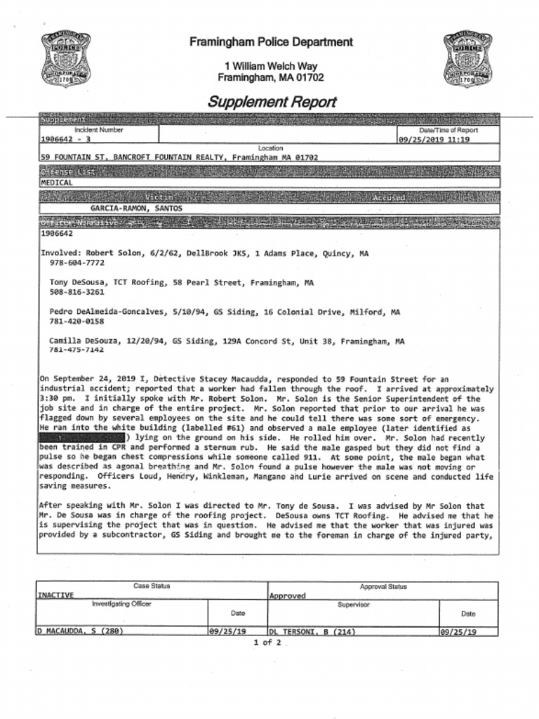 Bancroft Accident Police Report