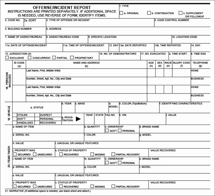 Blank Police Report Template Fresh Crime Report Template Sample Police ...