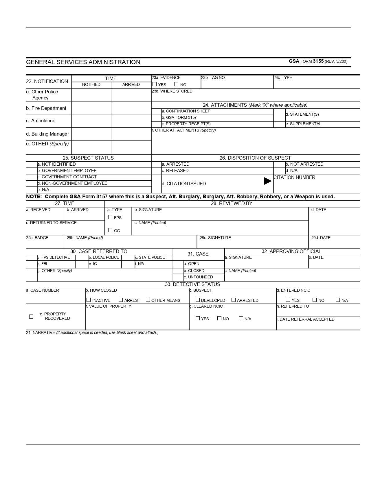 Blank Police Report Template