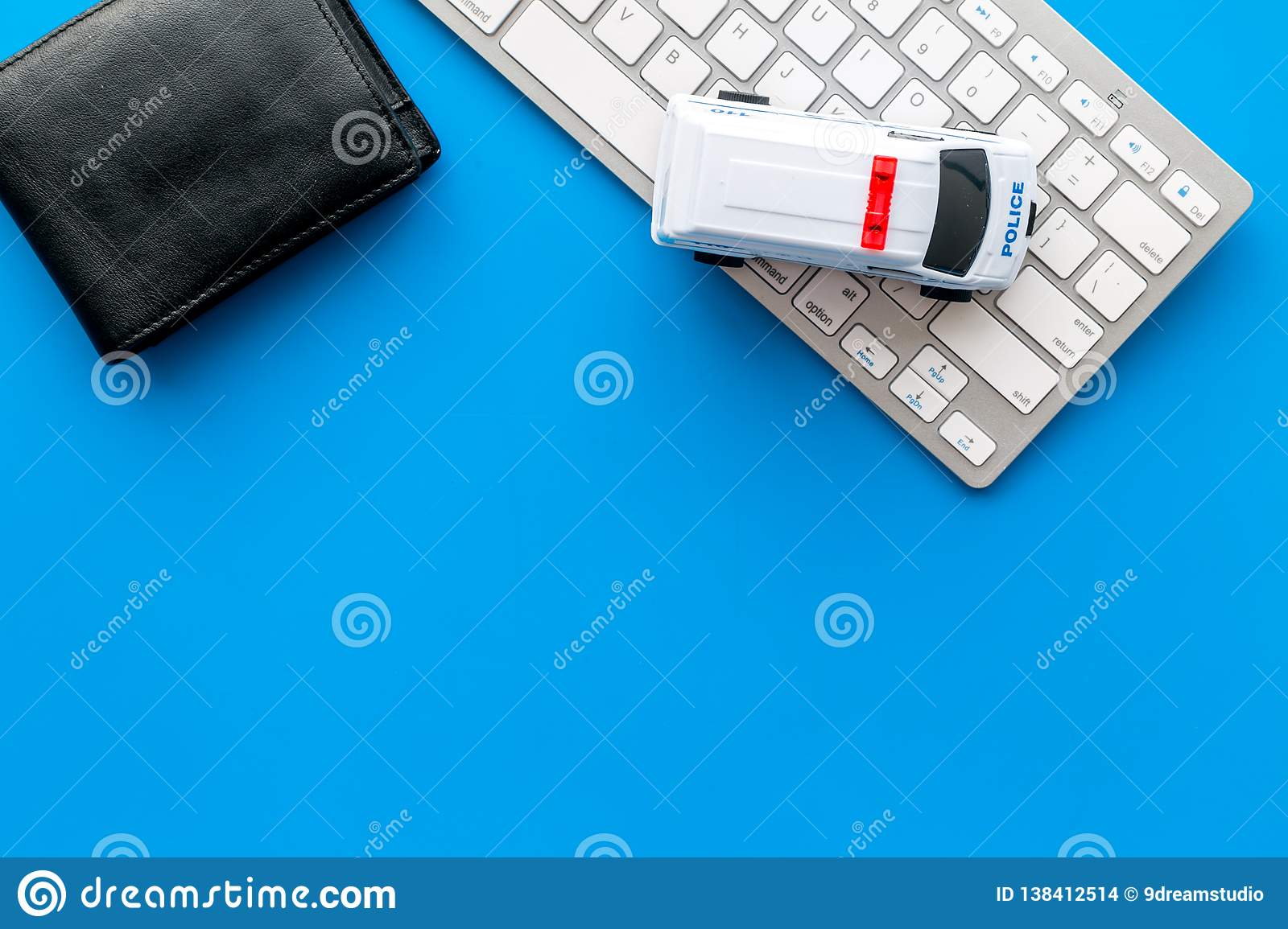 Call Police Online Concept. Police Car Toy And Computer ...