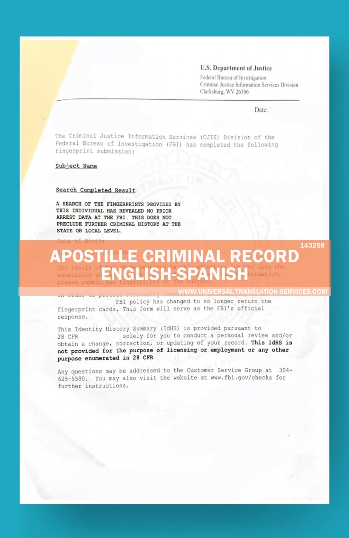 Criminal Record Translation Template (by ATA member)