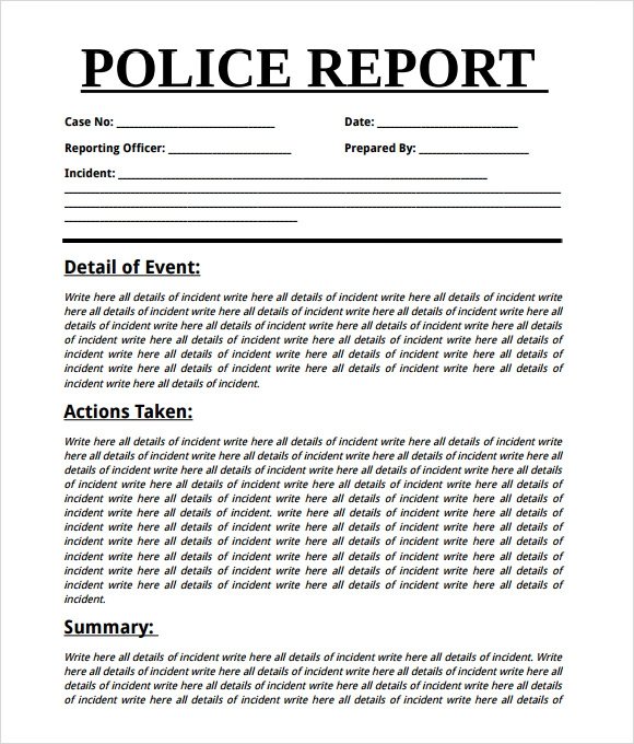 FREE 7+ Sample Police Reports in MS Word