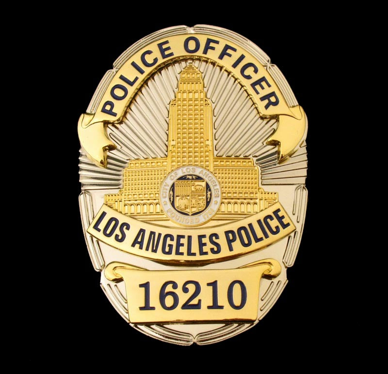 LAPD Los Angeles Police Officer Badge Solid Copper Replica Movie Props ...