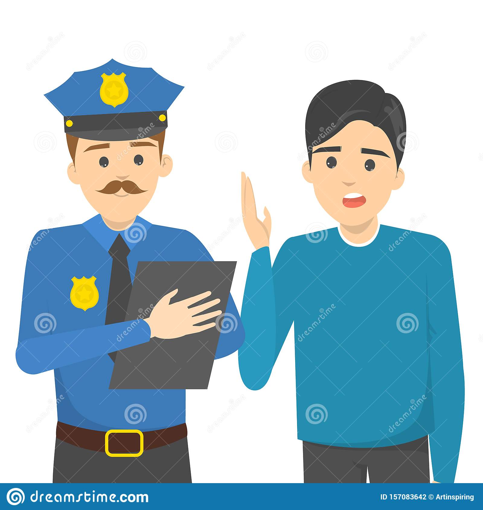 Man Talking To a Police Officer. Male Character Stock Vector ...