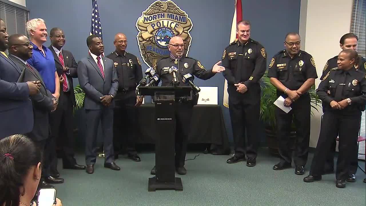 North Miami police officer honored by city after receiving...