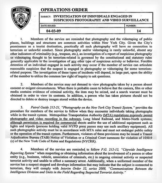 NYPD Memo Reminds Police Officers That Photography is Not a Crime ...