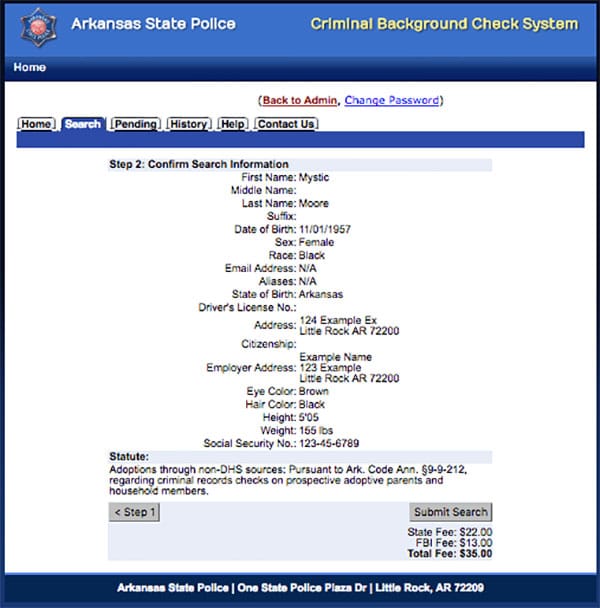 Online Criminal Background Check System