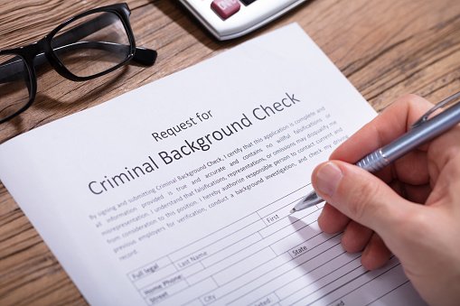 Person Filling Criminal Background Check Form Stock Photo ...