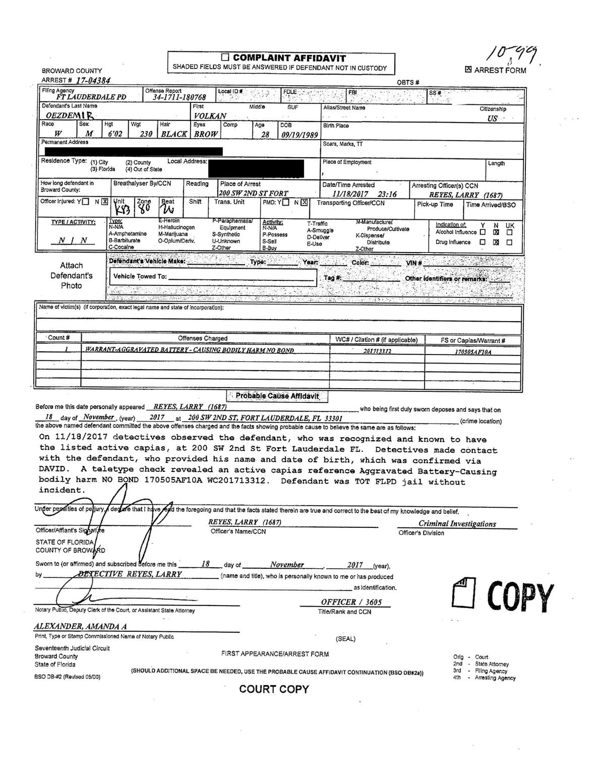 Pic: Police report released in arrest of UFC fighter ...