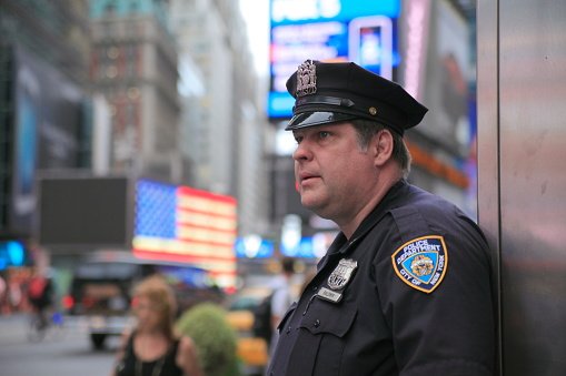 Police Officer In New York Stock Photo