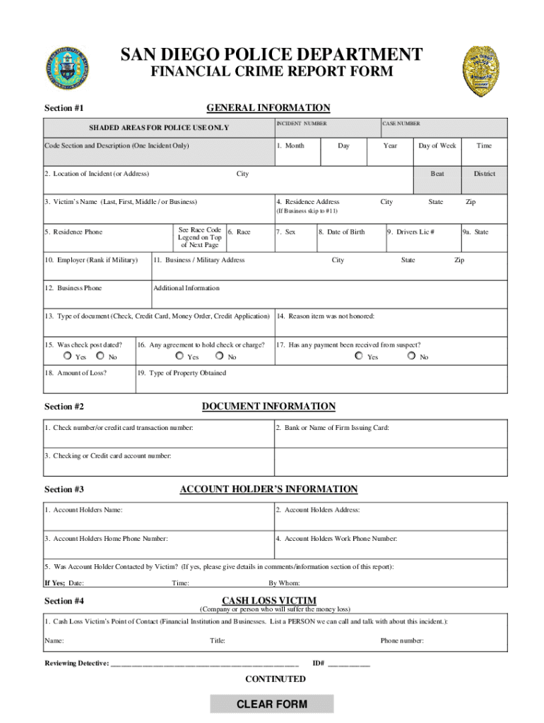 Police report form