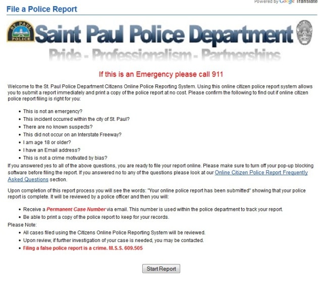 St. Paul police launch online reporting system