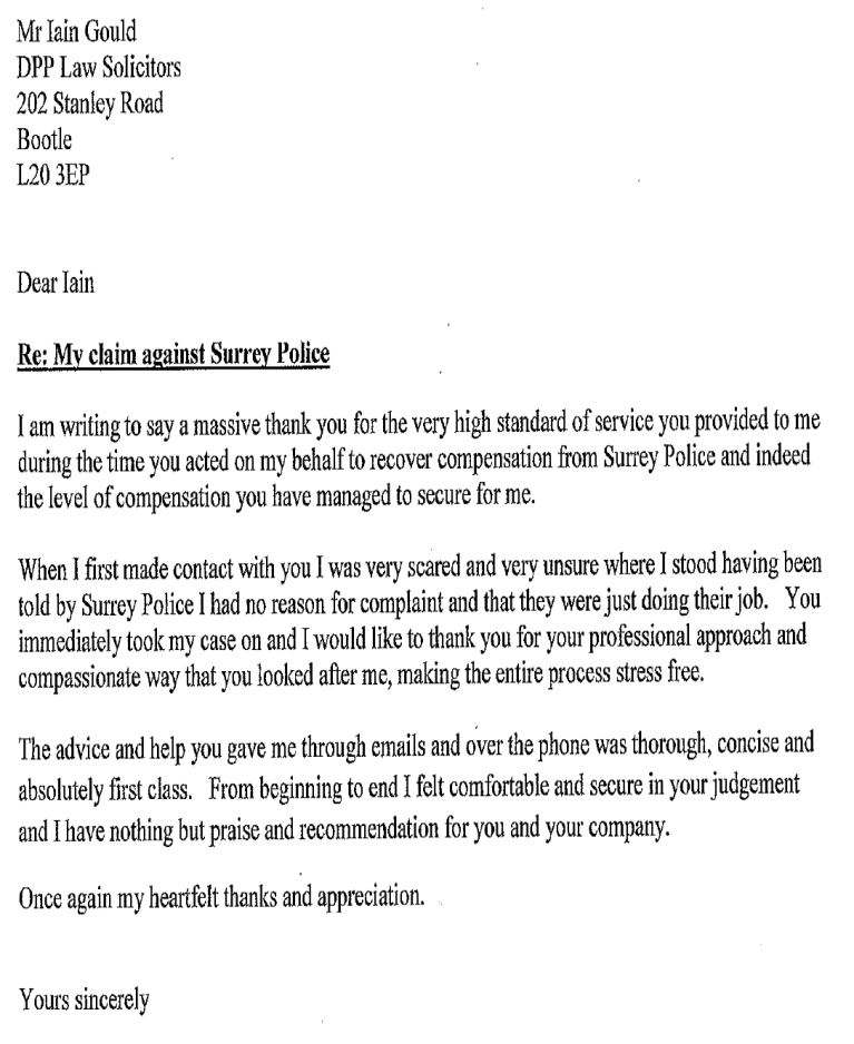 Sue the police letter  Iain Gould