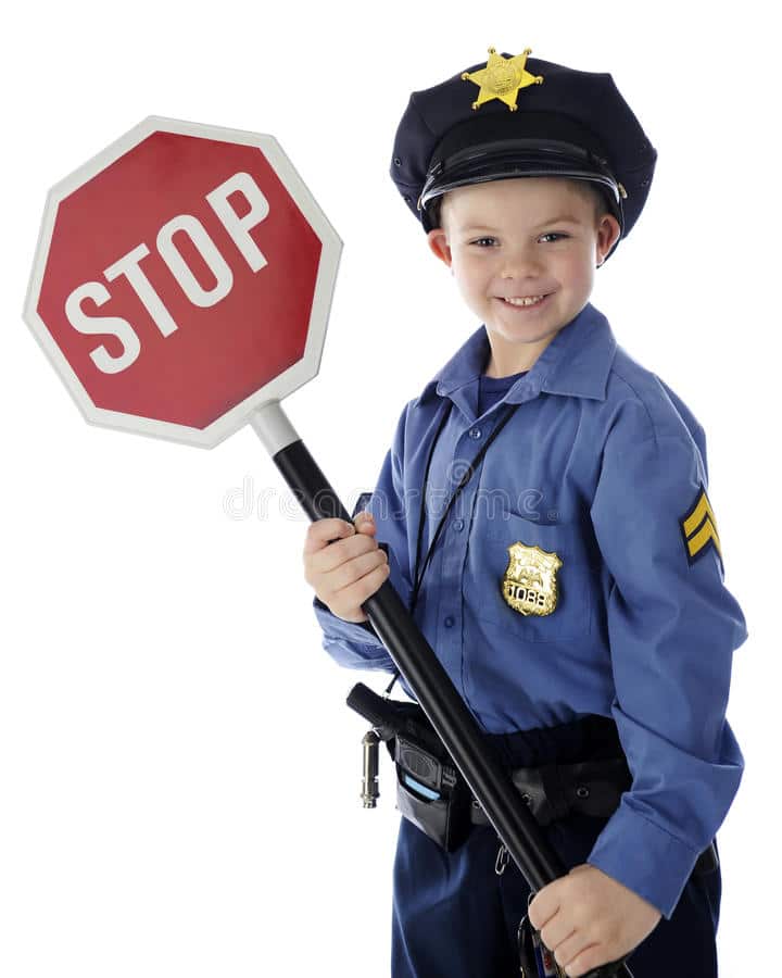The Cop Says Stop stock image. Image of background, young