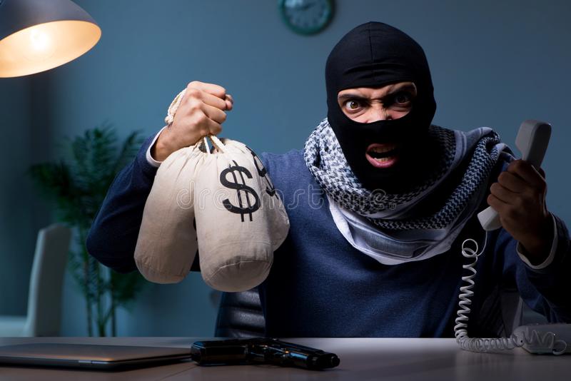 The Terrorist Asking For Money Ransom Over The Phone Stock Image ...