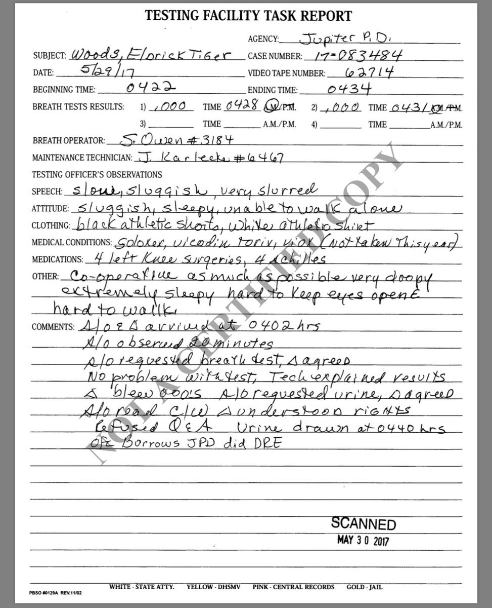 Tiger Woods DUI police report shows failed sobriety tests ...