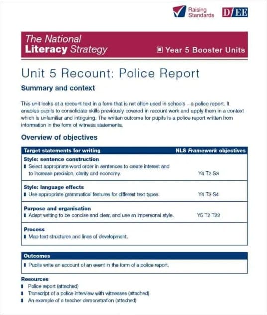 Top 4 Samples Of Police Report Templates