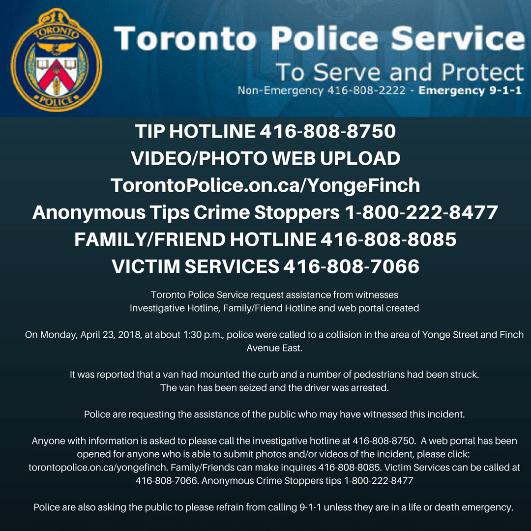 Toronto Police on Twitter: " Please RT: Yonge/Finch Incident ...